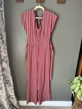 Women's Red Striped Jumpsuit